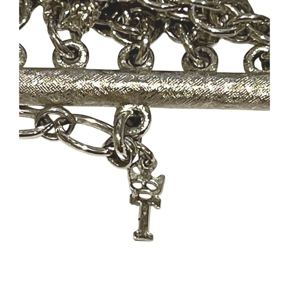 Crown Trifari Silvertone 5 Strand Wheat & Rope Chain Vintage 15in Necklace - Picture 6 of 6